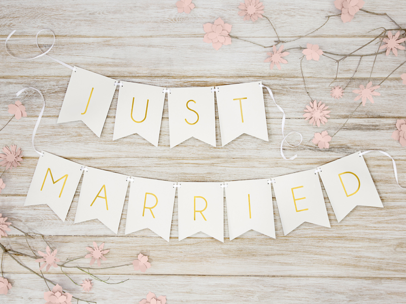 Banner Just Married, White, 15x155cm