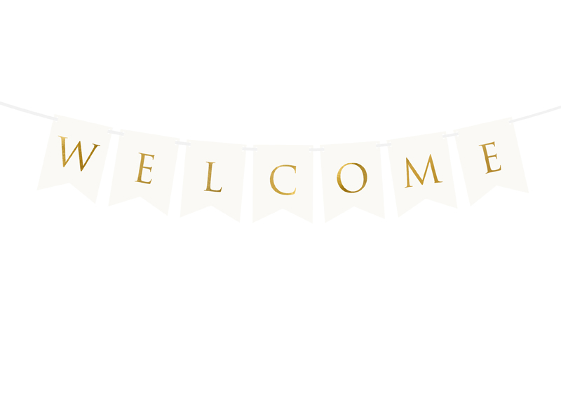 Banner Welcome, White, 15 x 95 cm