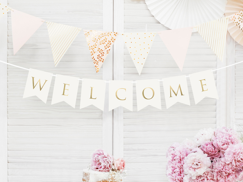 Banner Welcome, White, 15 x 95 cm