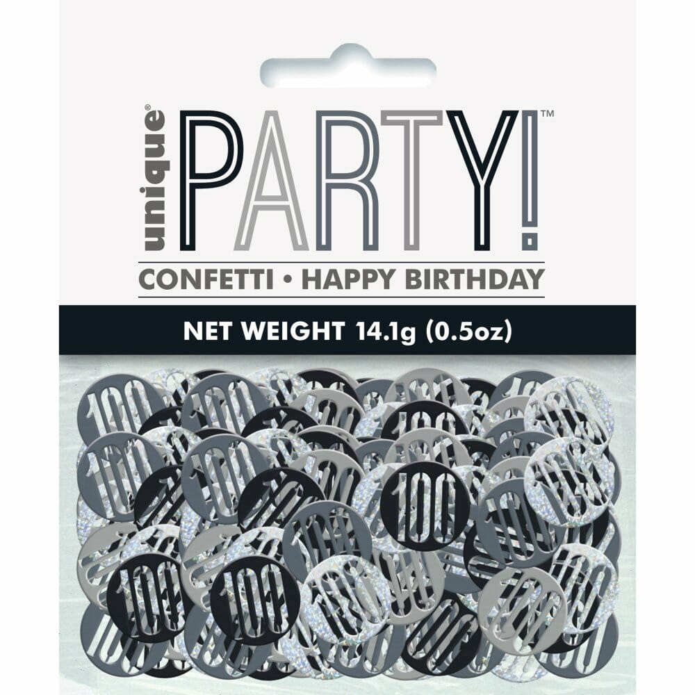 Birthday Black Glitz Number 100 Confetti – .5oz