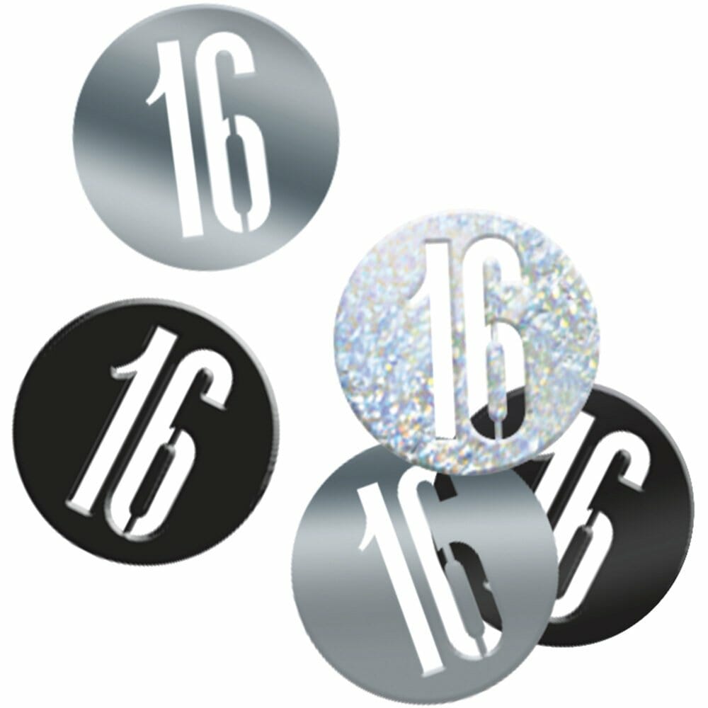 Birthday Black Glitz Number 16 Confetti – .5oz