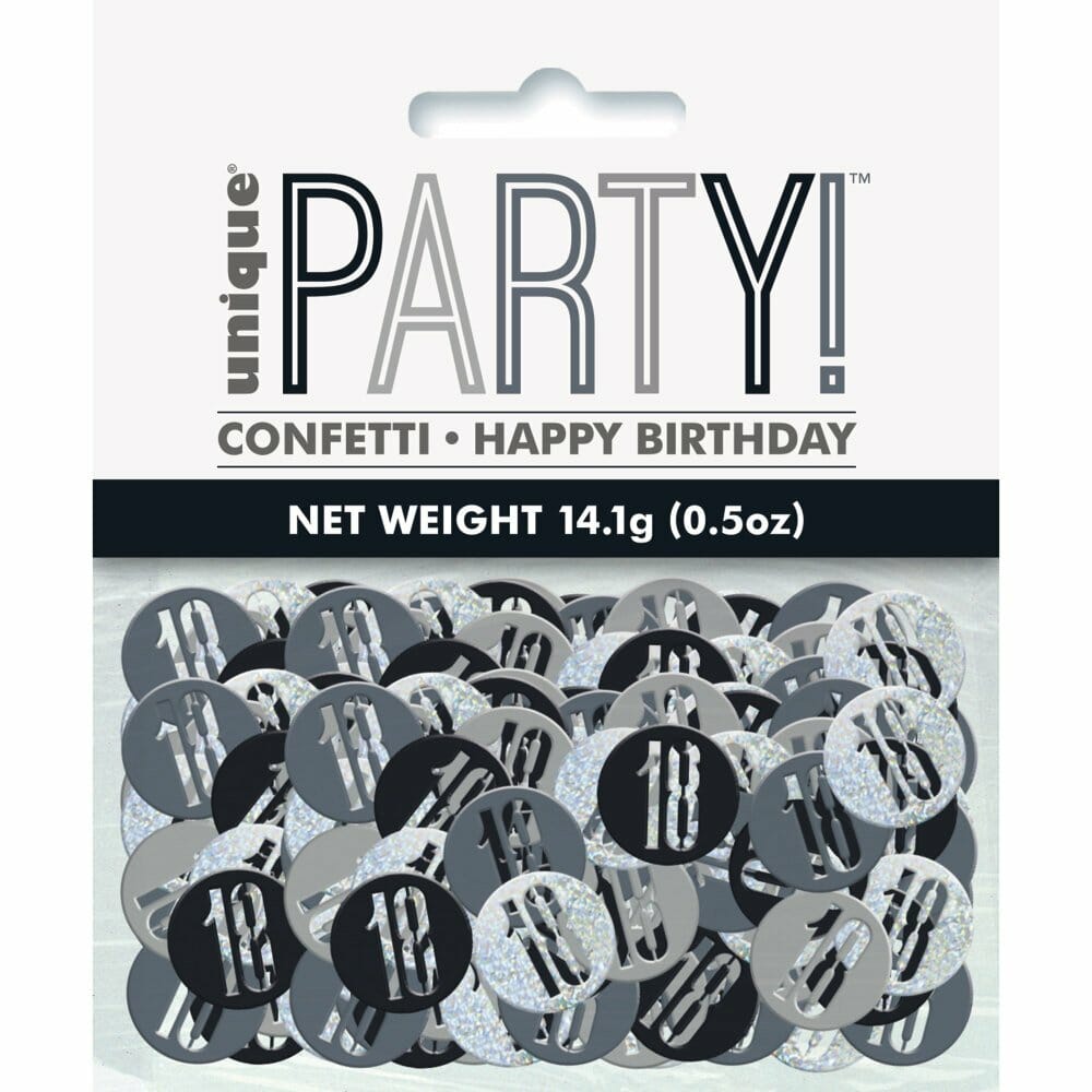 Birthday Black Glitz Number 18 Confetti – .5oz