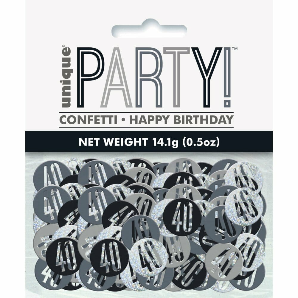 Birthday Black Glitz Number 40 Confetti – .5oz