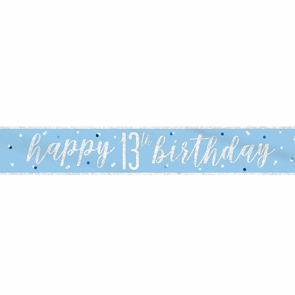 Birthday Blue Glitz Number 13 Prism Banner – 9 ft