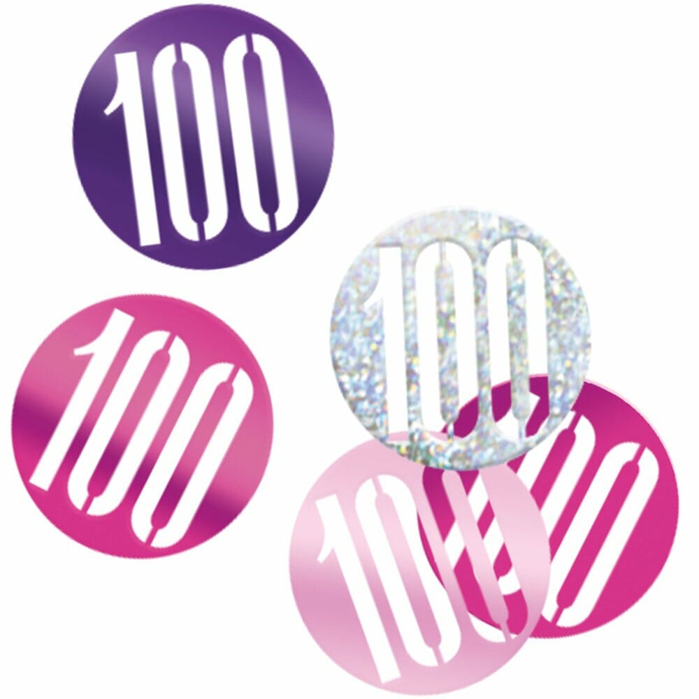Birthday Pink Glitz Number 100 Confetti – .5oz