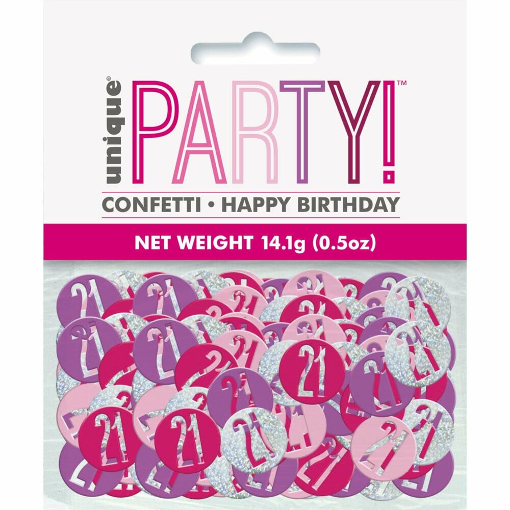 Birthday Pink Glitz Number 21 Confetti – .5oz