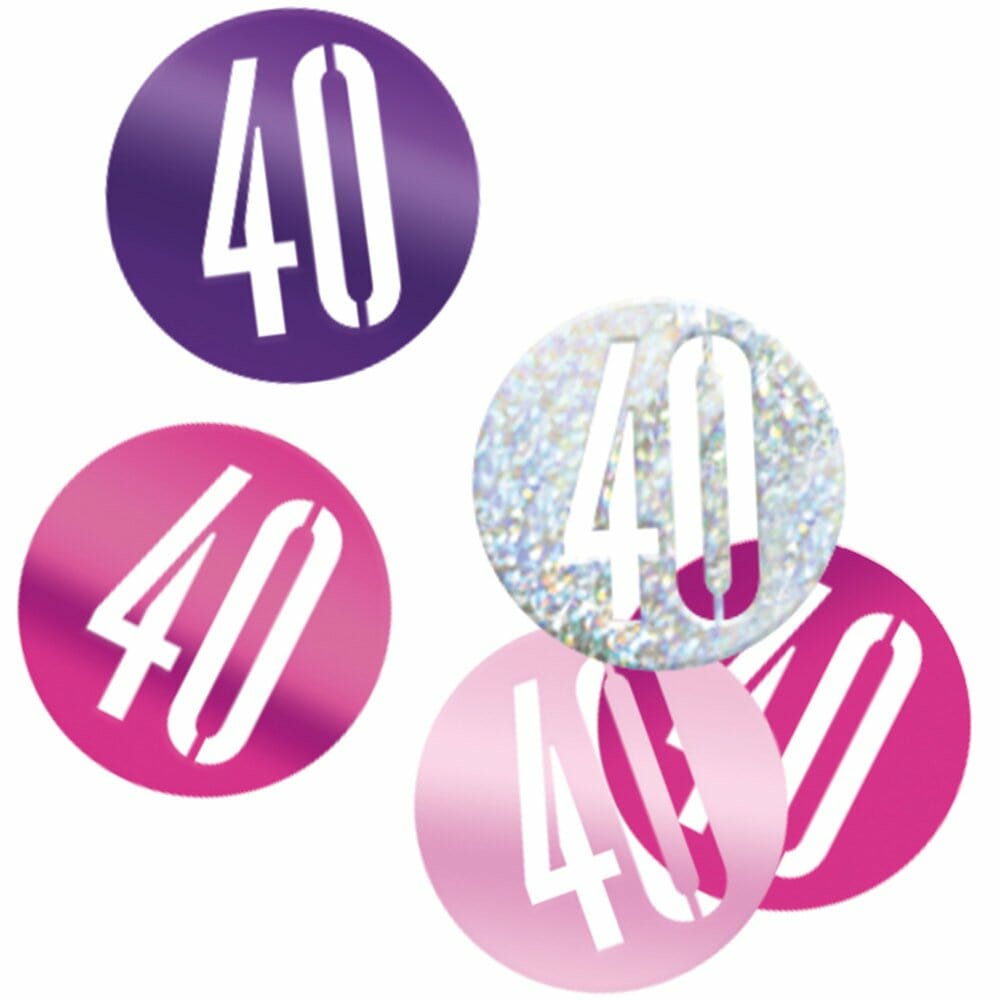 Birthday Pink Glitz Number 40 Confetti – .5oz