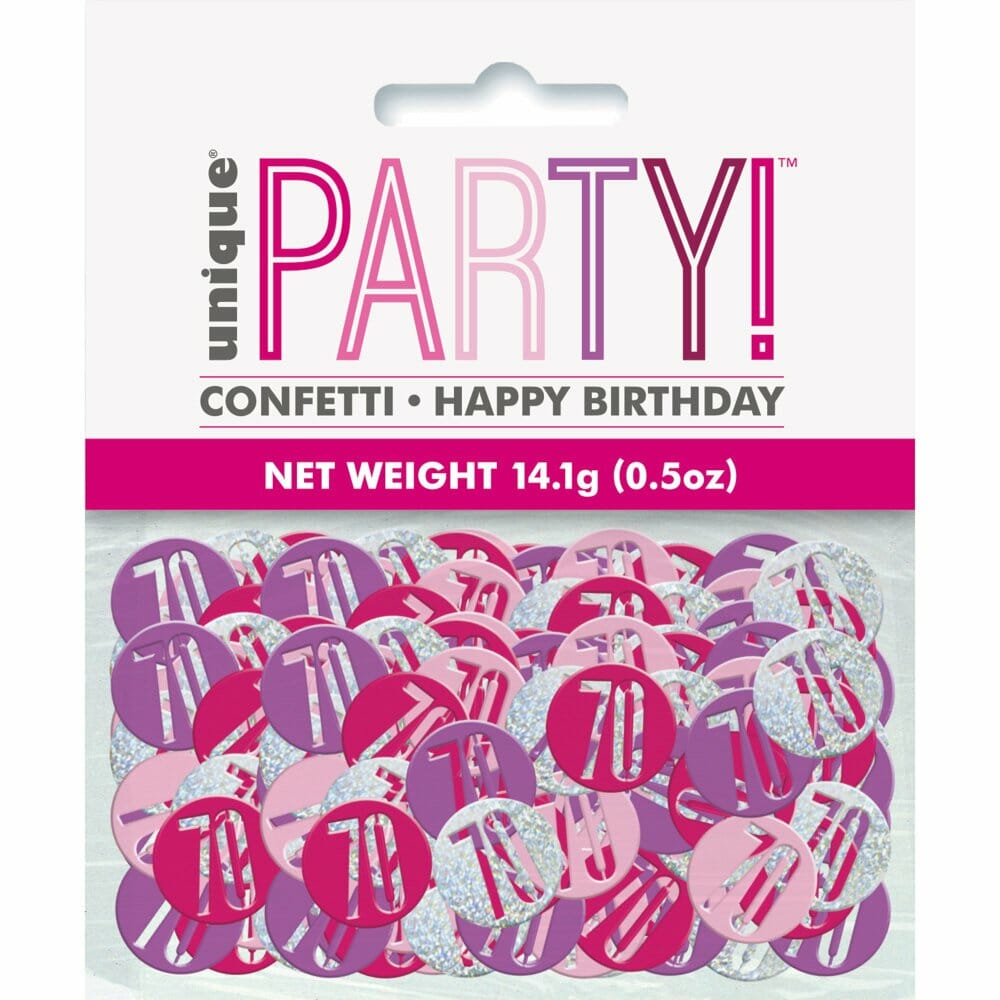 Birthday Pink Glitz Number 70 Confetti – .5oz