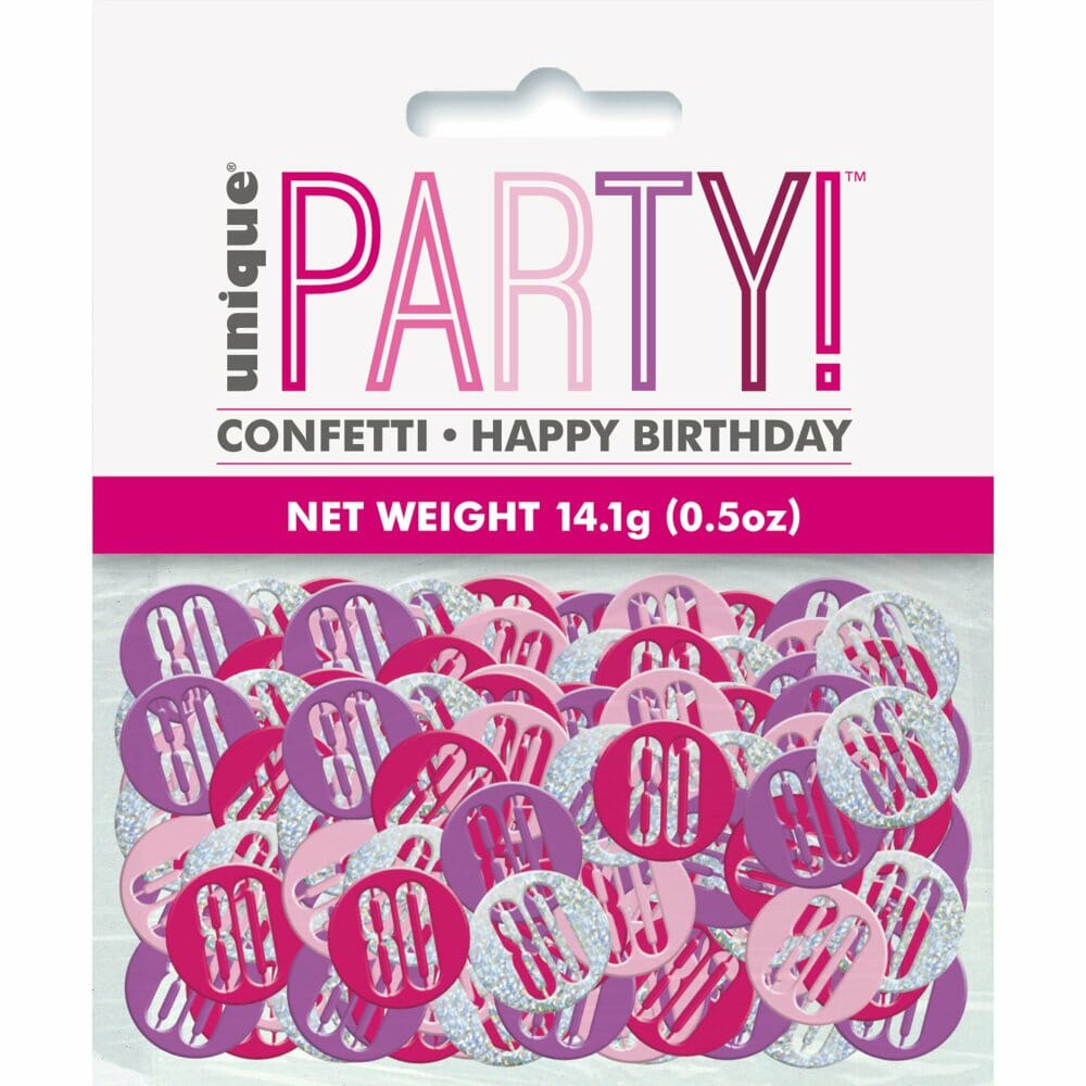 Birthday Pink Glitz Number 80 Confetti – .5oz