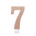 Birthday Rose Gold Glitz Glitter Number 7 Birthday Candle