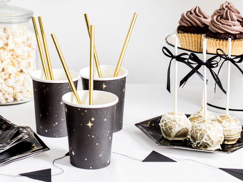 Black & Gold Cups, 260ml (1pkt / 6pc)