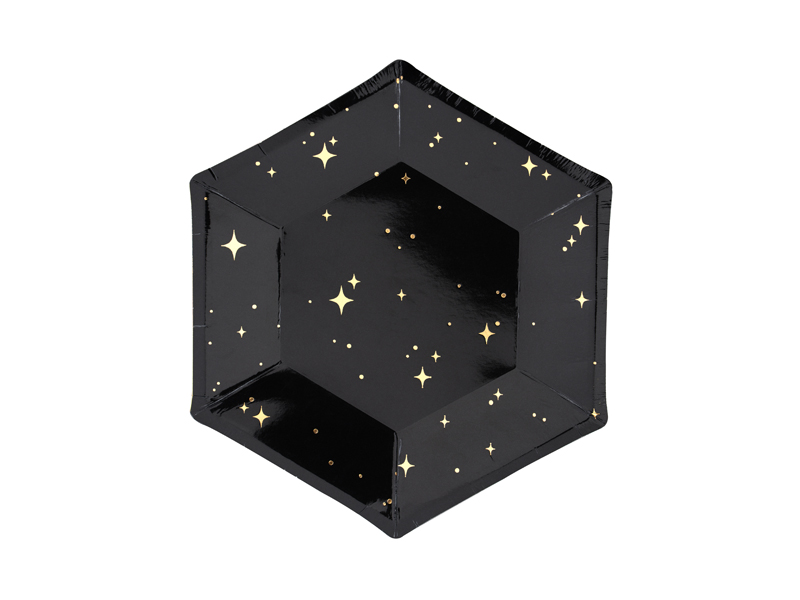 Black & Gold Plates Let’s Celebrate, 20cm (1pkt / 6pc)