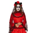 Black & Red Flowers Headband With Veil