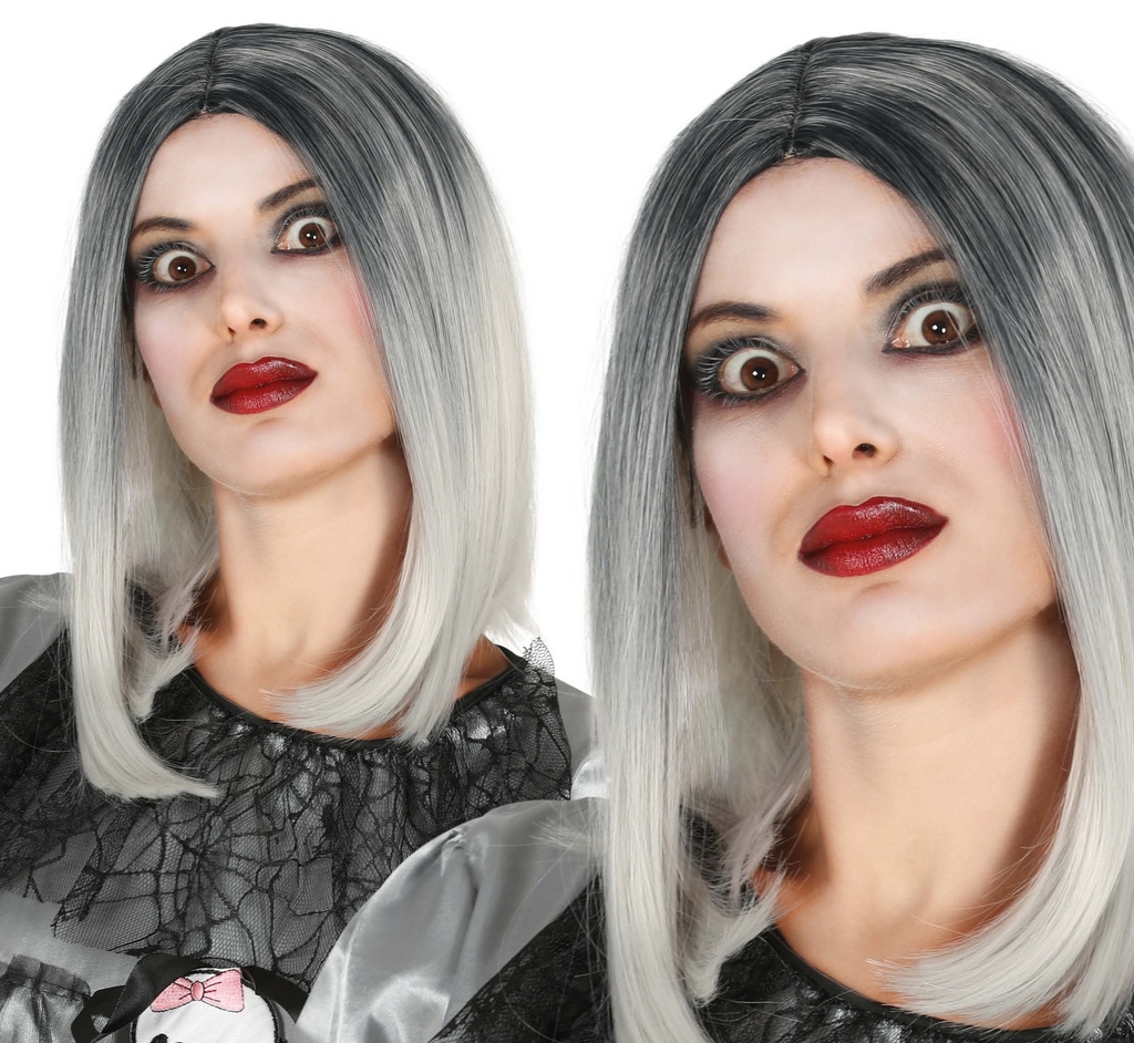 Black & White Long Bob Wig – Adult One Size