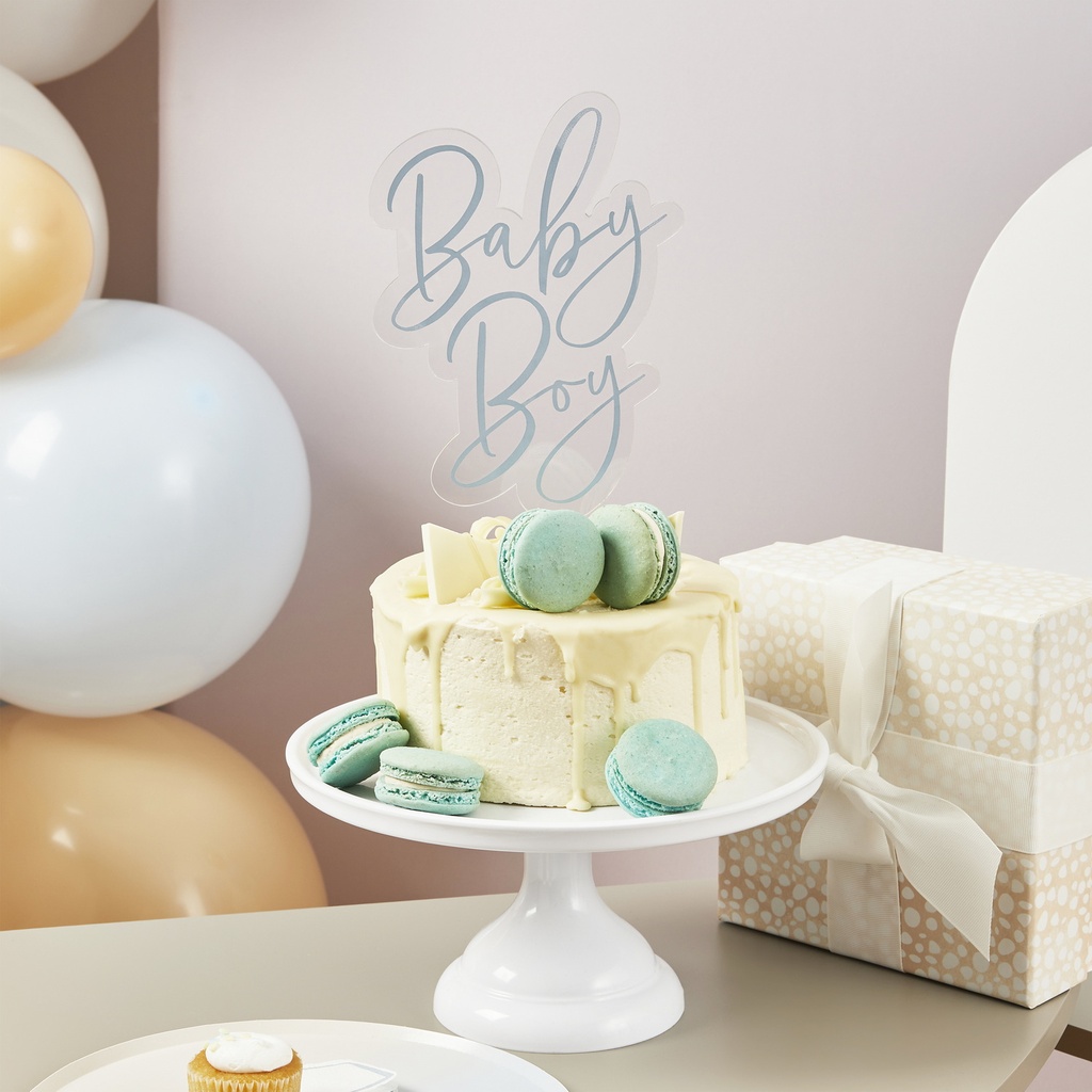 Blue Baby Boy Acrylic Cake Topper