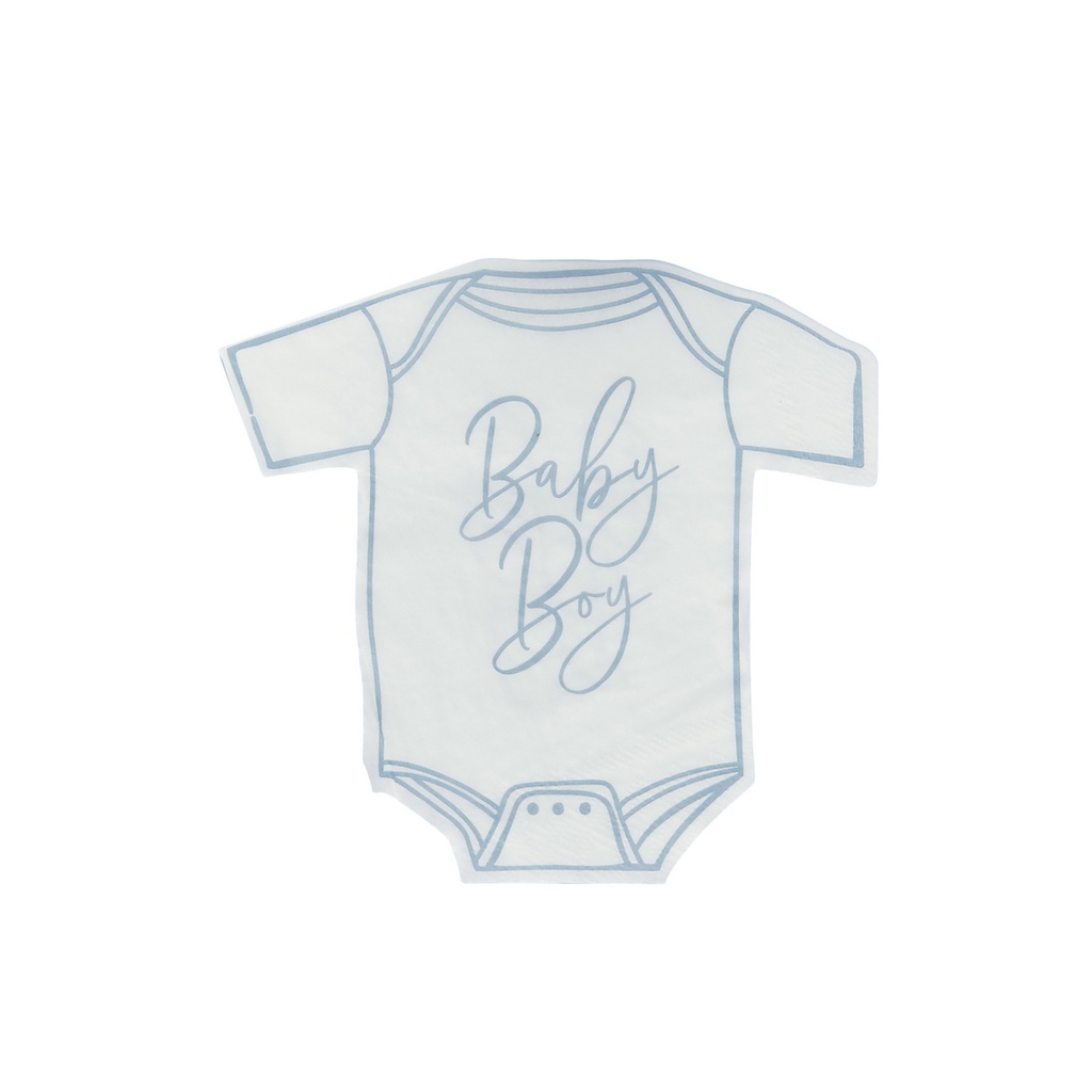 Blue Baby Boy Babygrow Paper Napkins 16Pcs