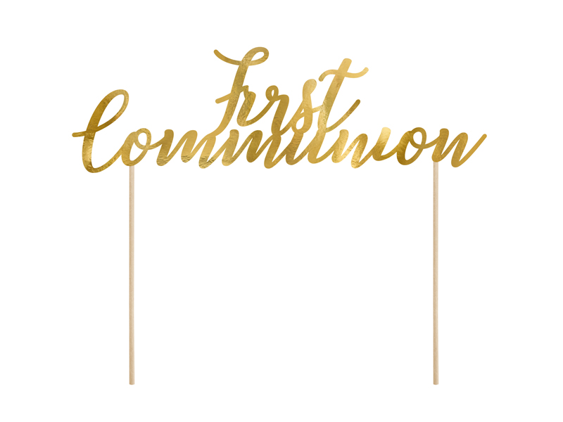 Cake Topper First Communion, Gold, 21cm