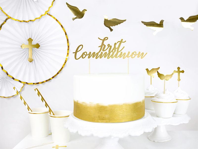 Cake Topper First Communion, Gold, 21cm