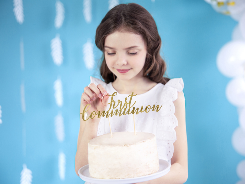 Cake Topper First Communion, Gold, 21cm
