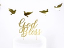 Cake Topper God Bless, Gold, 27.5cm