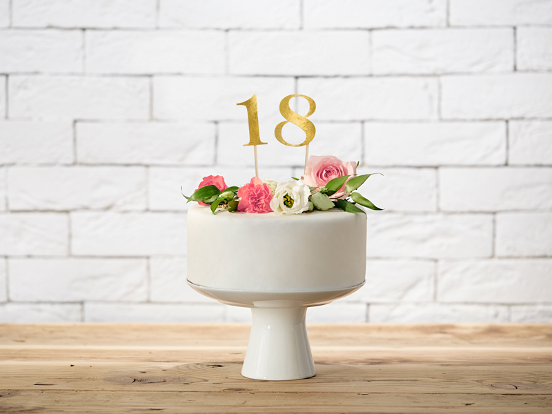 Cake Topper Numbers, Gold, 25.5-26.5cm (1pkt / 11pc)