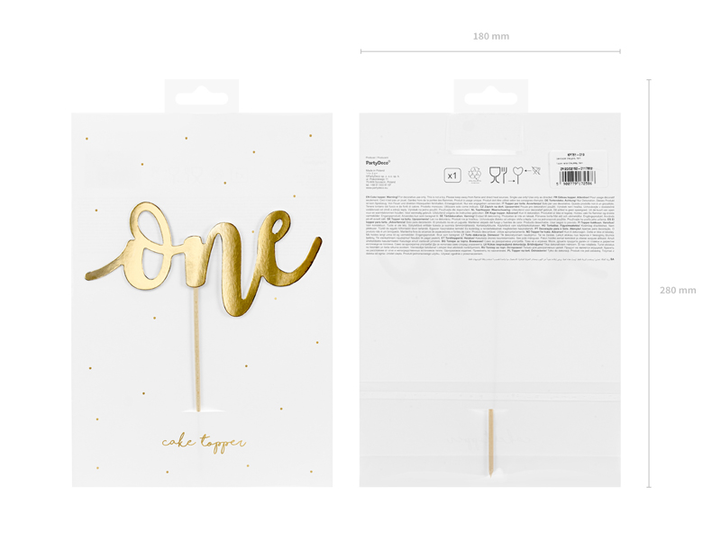 Cake Topper One, Gold, 19cm