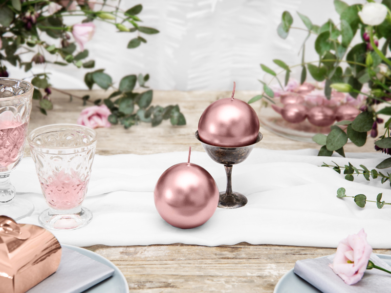 Candle Sphere Metallic Rose Gold 8cm – 1pc