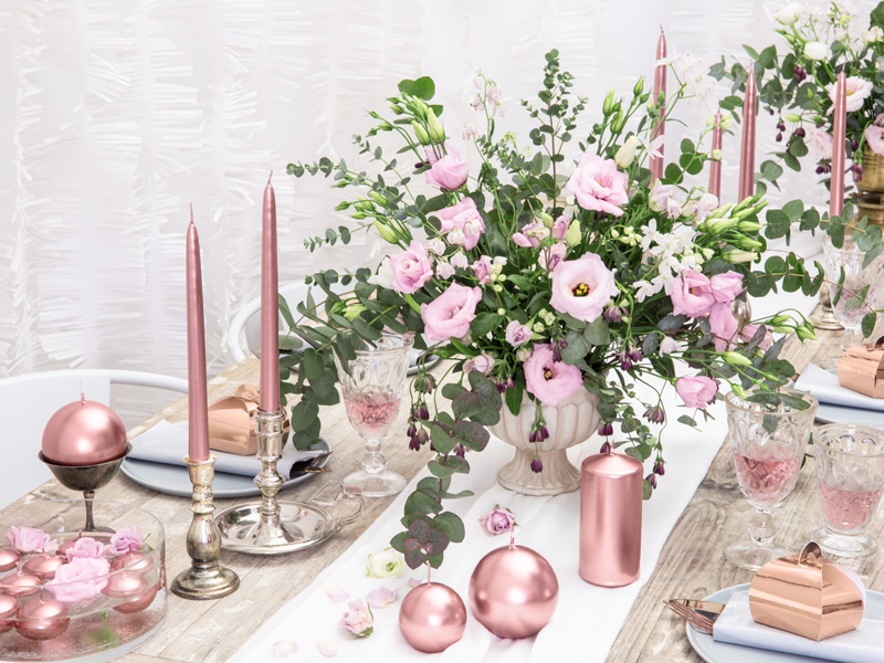 Candle Sphere Metallic Rose Gold 8cm – 1pc
