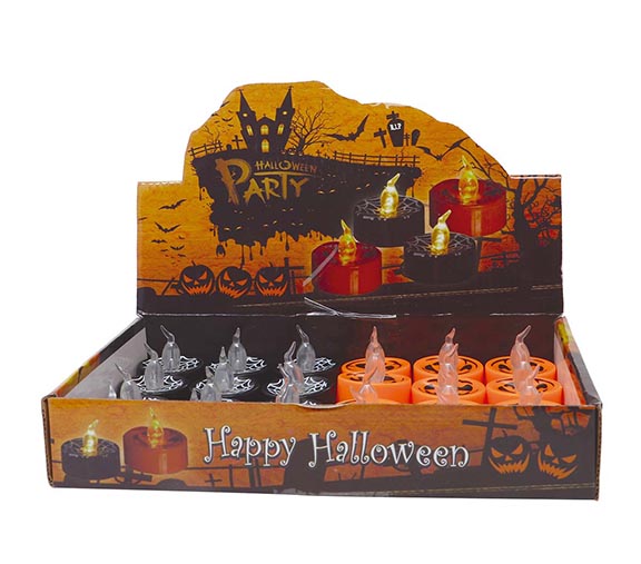 Candle With Light (Assorted Orange / Black) 4x4cm – 1pk