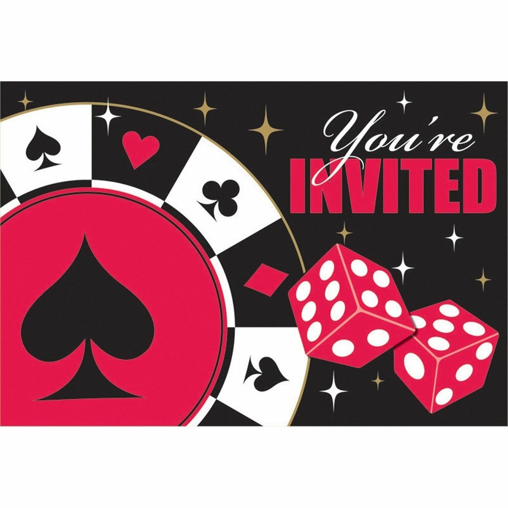 Casino Invitations & Envelopes Place Your Bets – 8pk