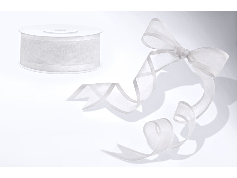 Chiffon Ribbon, White, 25mm (Sold Per Metre)