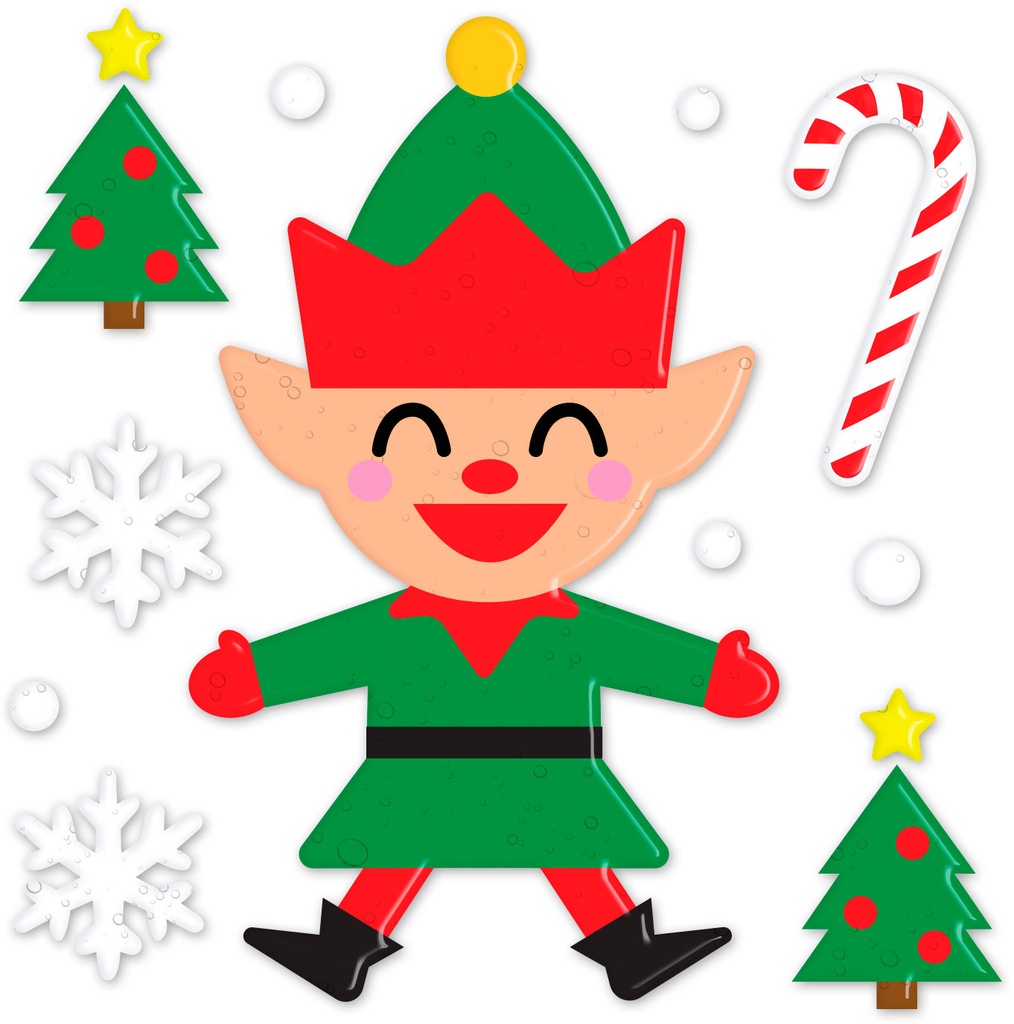 Christmas Elf Gel Window Decoration 20x25cm