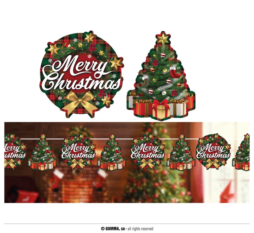 Christmas Merry Christmas Garland Banner 300cm (16x16cm)