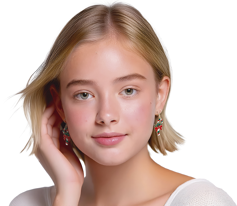 Christmas Metal Earrings Christmas Candy Cane