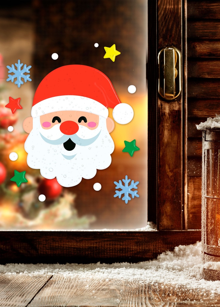 Christmas Santa Claus Window Gel Decoration 20x25cm