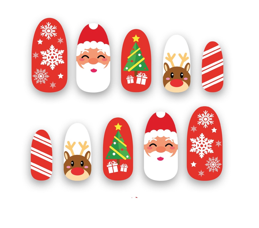 Christmas Santa Nails With Adhesive – 10pcs