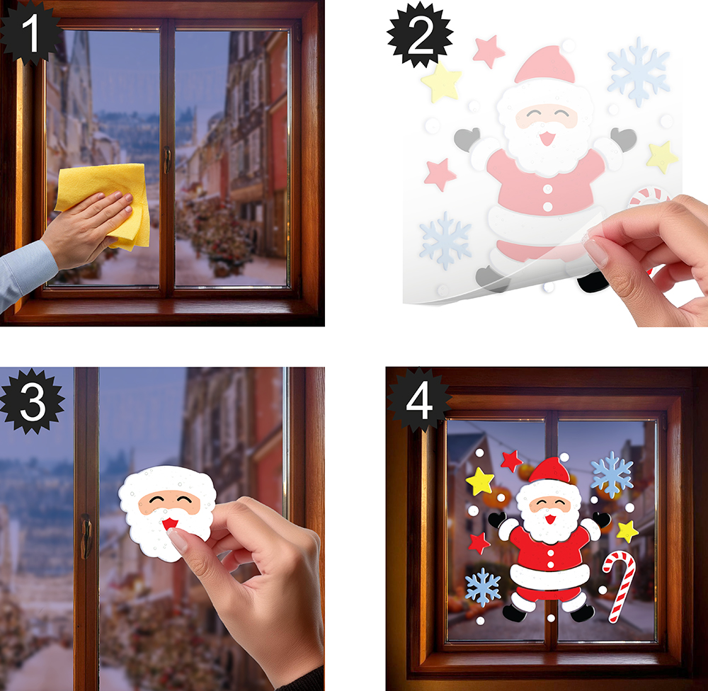 Christmas Satna Gel Window Decoration 20x25cm