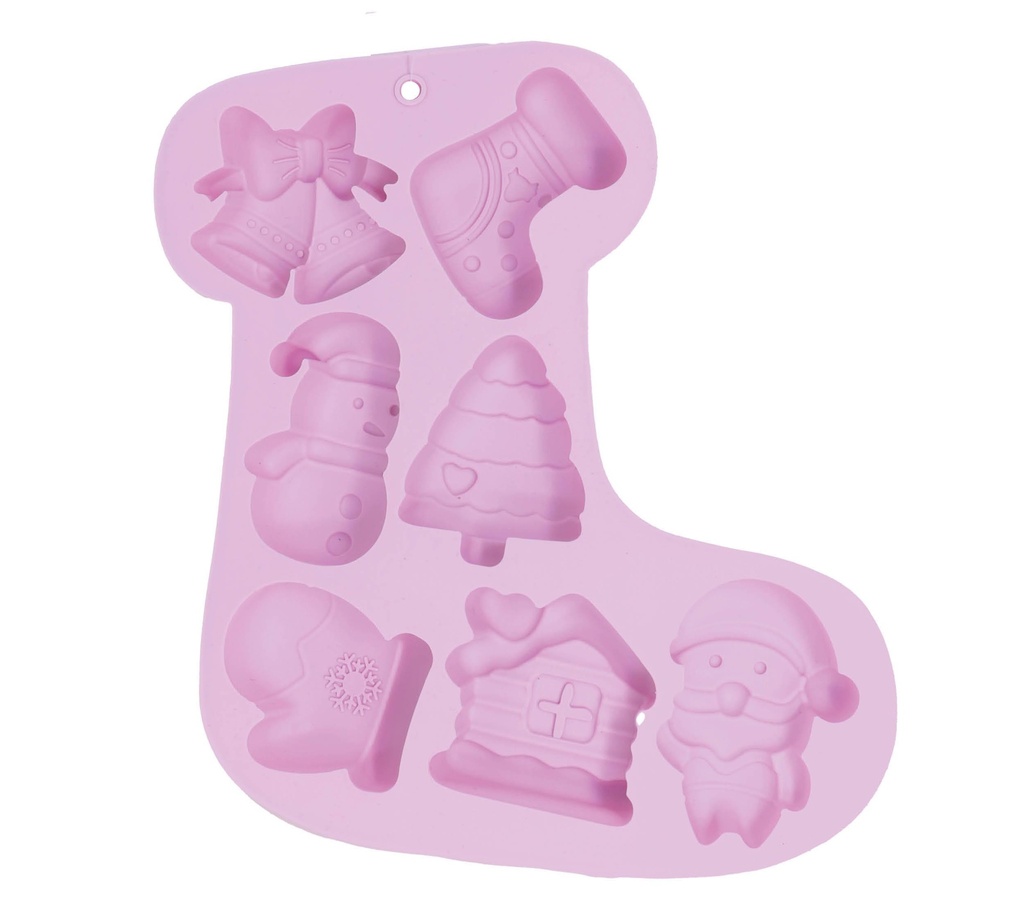Christmas Silicone Baking Mold For 7 Cookies Stocking 26cm