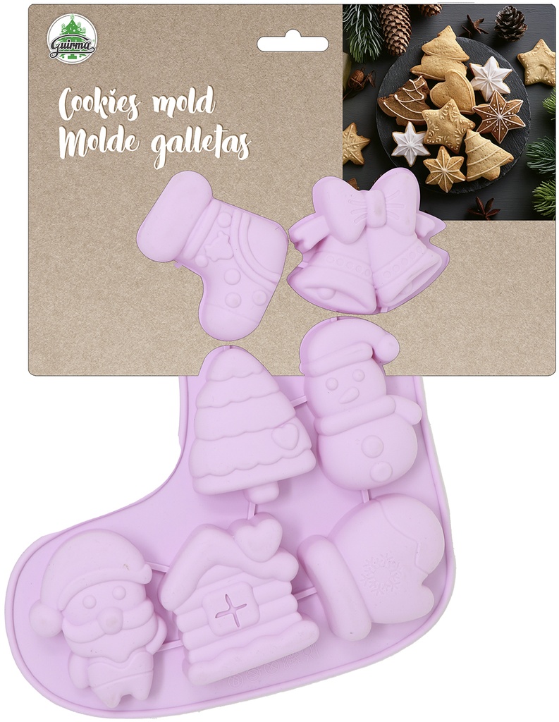 Christmas Silicone Baking Mold For 7 Cookies Stocking 26cm