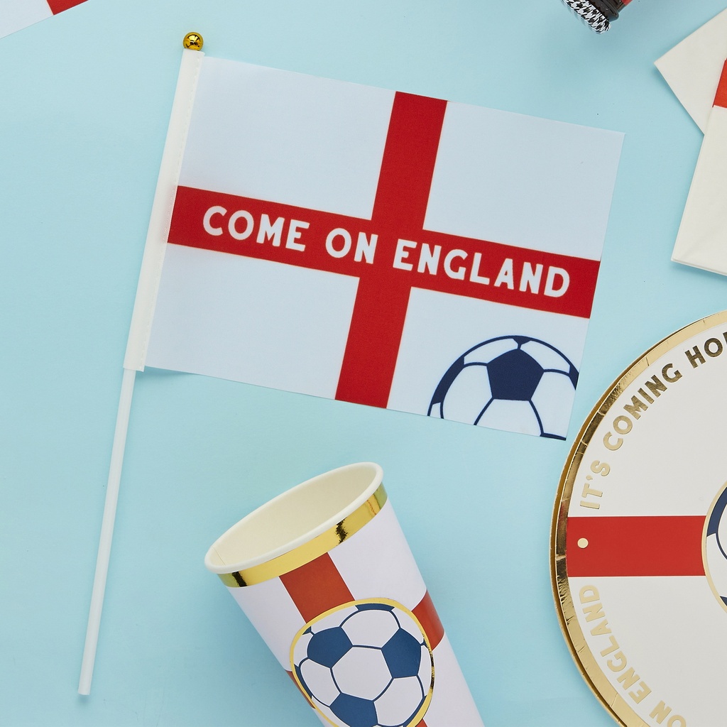 Come On England Polyester Small Waving Flags – 6pk