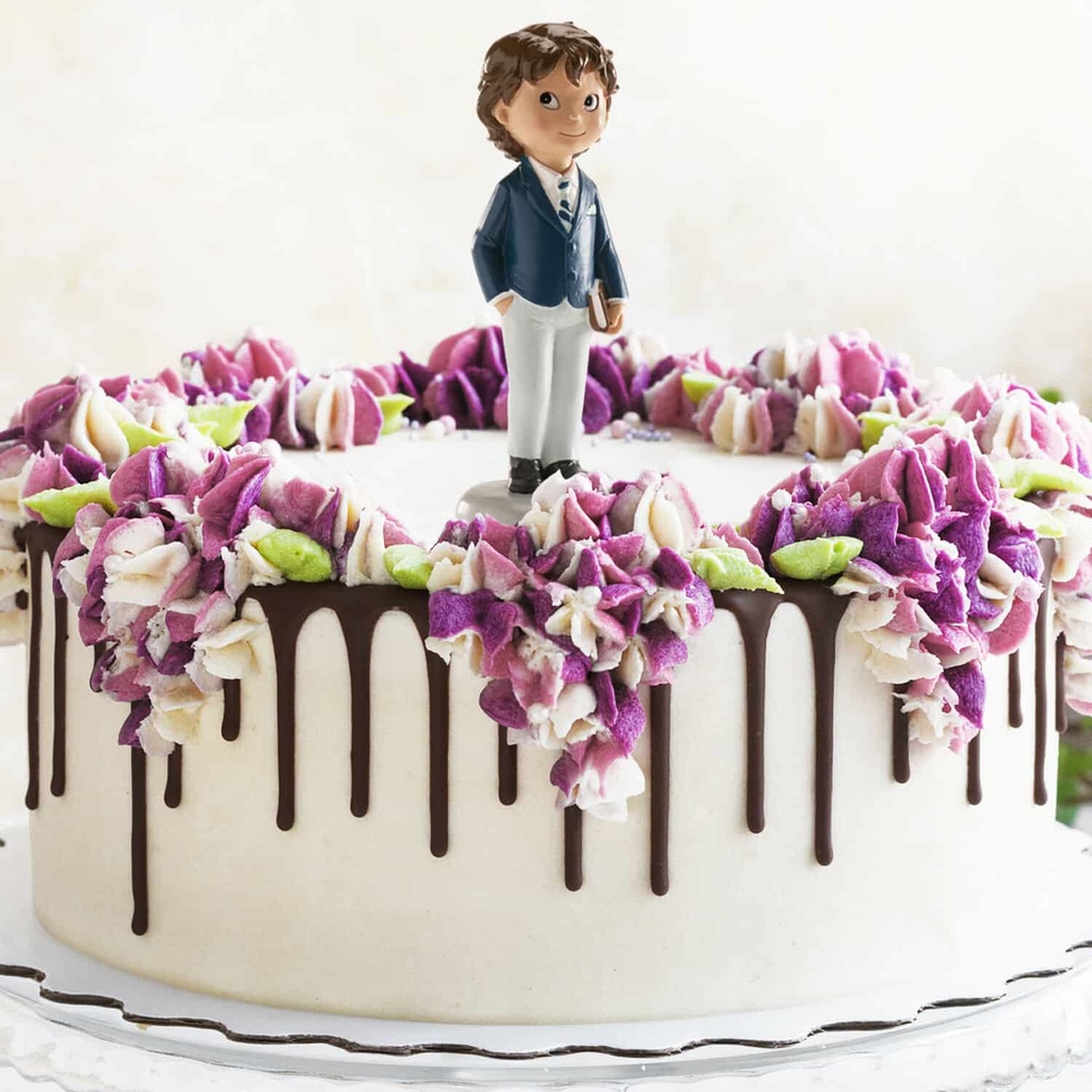 Communion Boy Cake Topper Blue Suit – 13cm