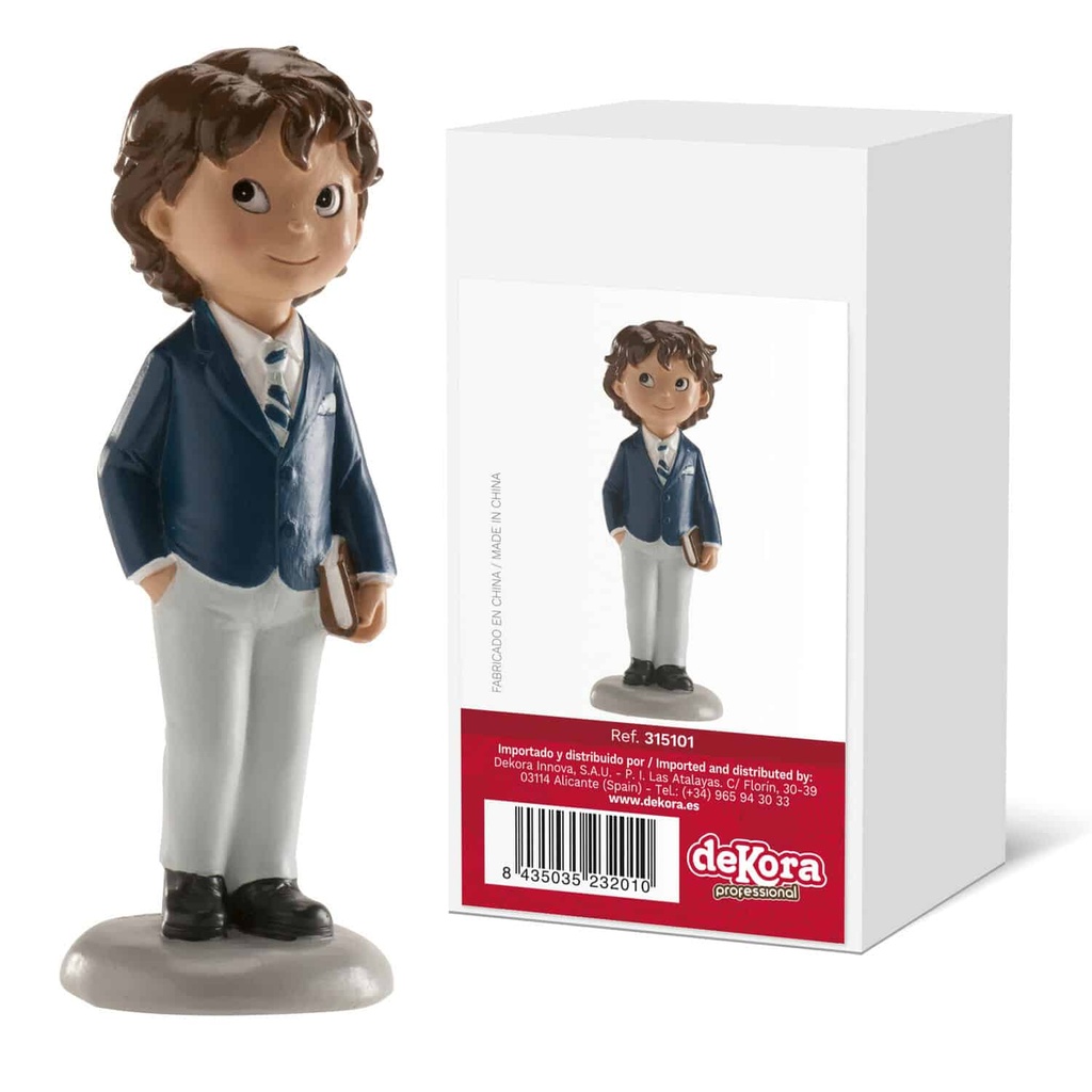 Communion Boy Cake Topper Blue Suit – 13cm