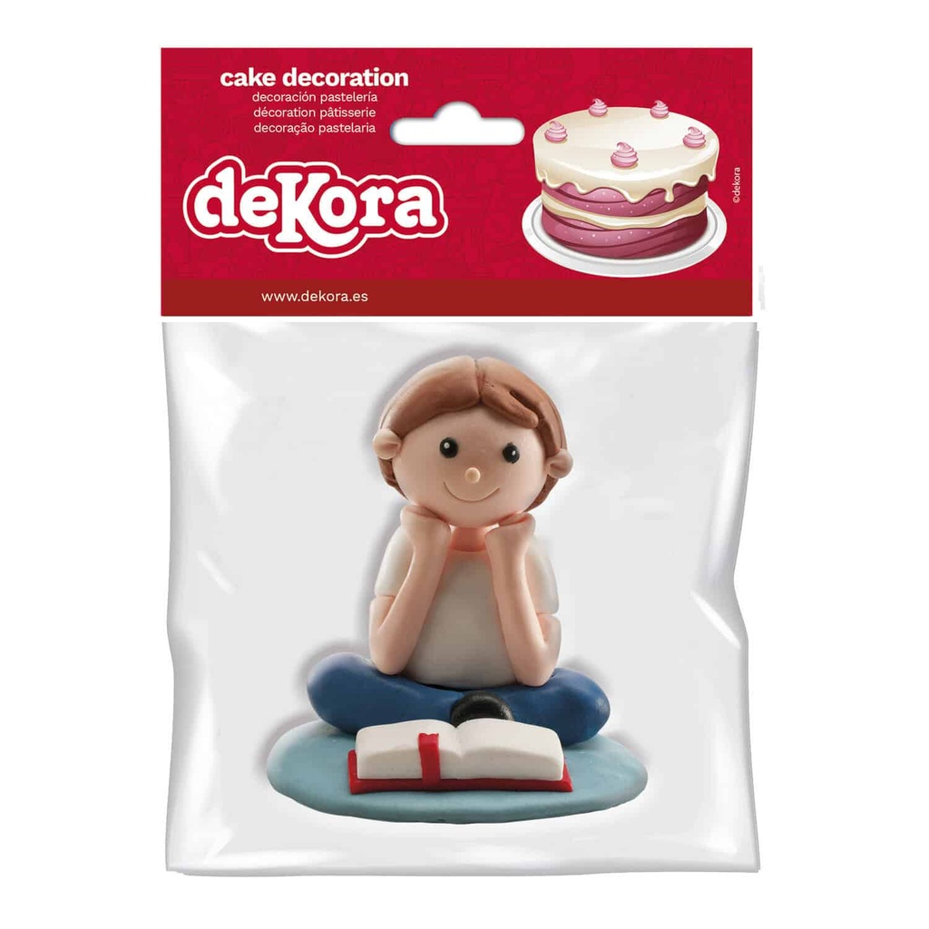 Communion Seated Boy Cake Topper – 8cm