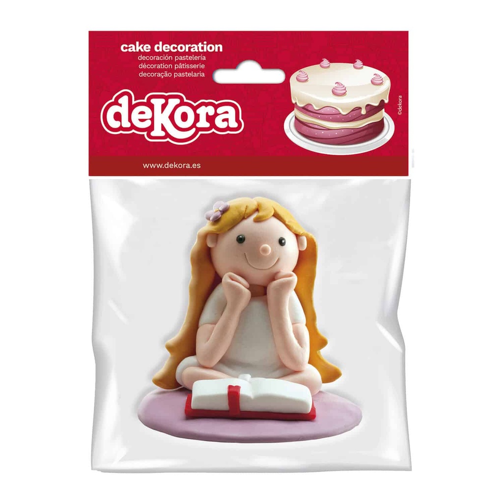 Communion Seated Girl Cake Topper – 8cm