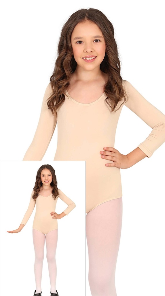 Long Sleeve Nude Bodysuit - Age 9 to 12 Years