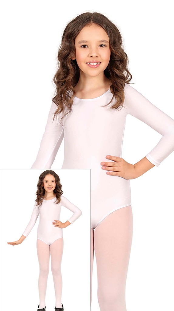 Long Sleeve White Bodysuit - Age 5 to 8 Years