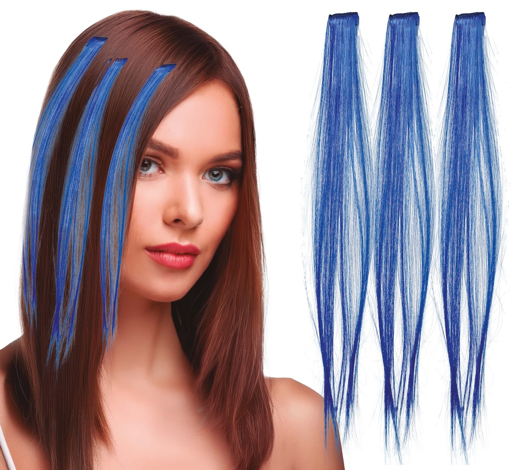 Cool Hair Extensions Blue 50cm - 3pk