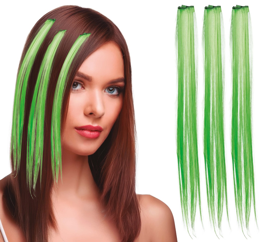 Cool Hair Extensions Green 50cm - 3pk