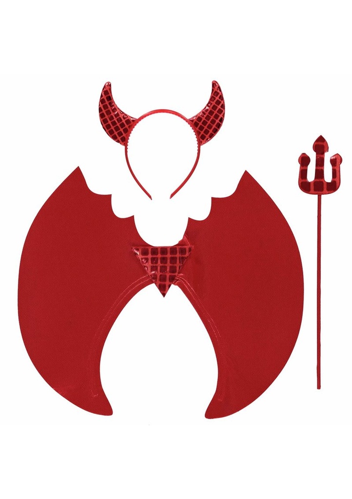Devil Wings With Headband & Trident Kit - Adult One Size