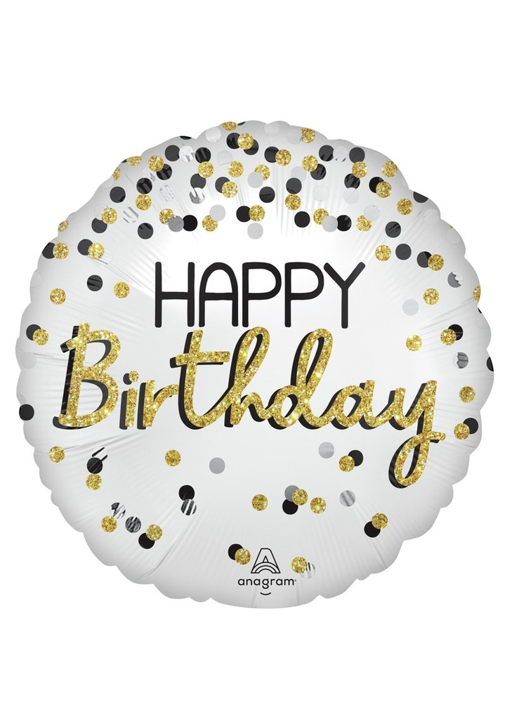[4570401] Black Silver Gold Happy Birthday Foil - 71cm